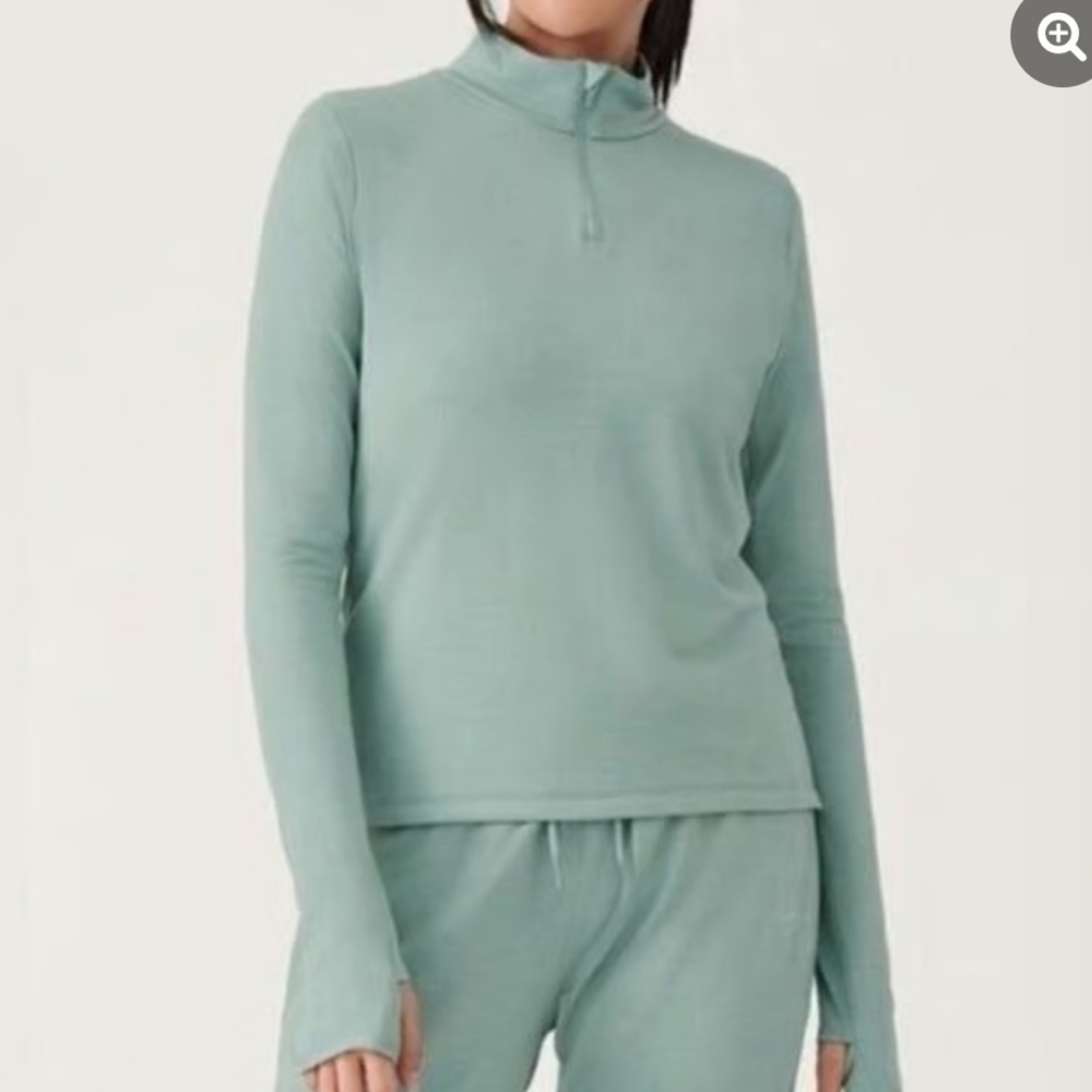Allbirds Sage Green Natural Run Mid Layer Half Zip Long Sleeve Women's Large